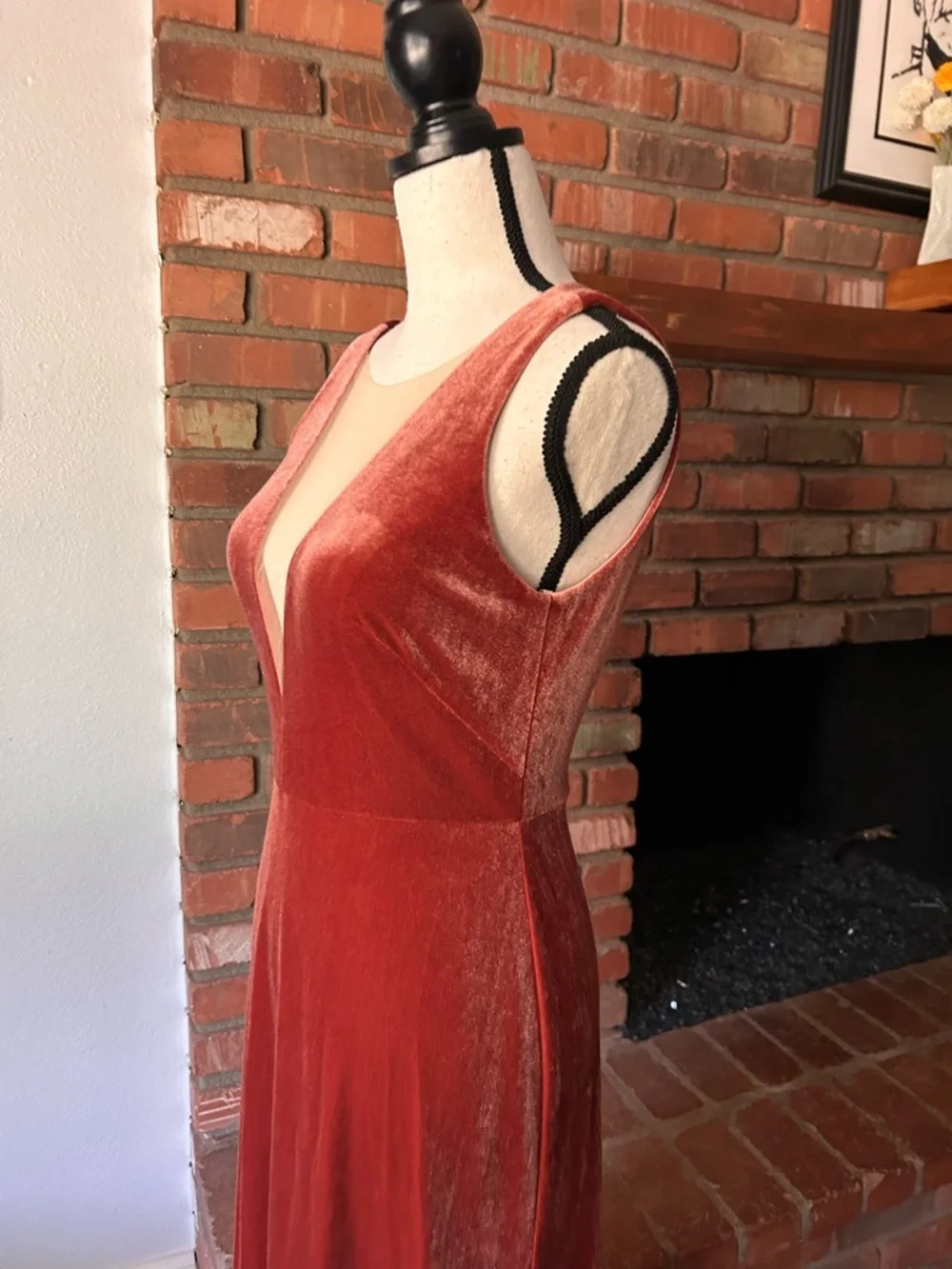 Jenny Yoo Collection Logan Deep-V Velvet Column Gown in English Rose Sz 4 - Picture 8 of 10